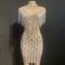 Nude Sleeveless Rhinestone Fringe Dress