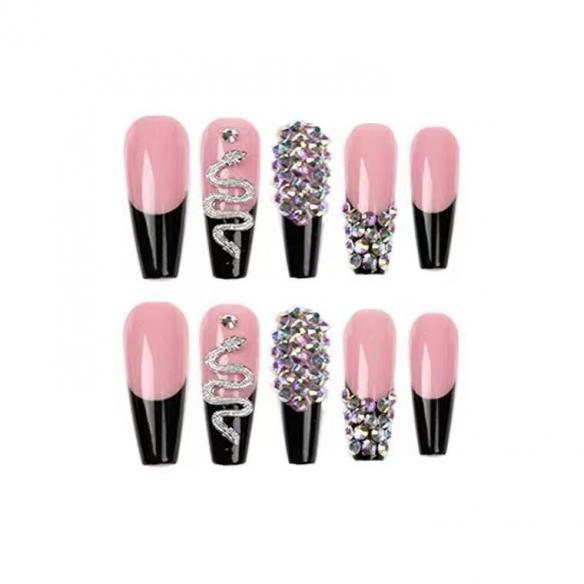 24 Pieces pink rhinestone drag nail
