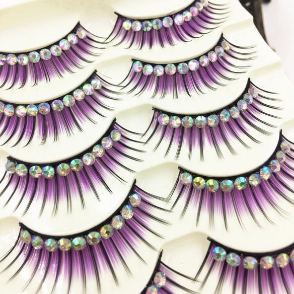 Multi- color Rhinestone False Lashes