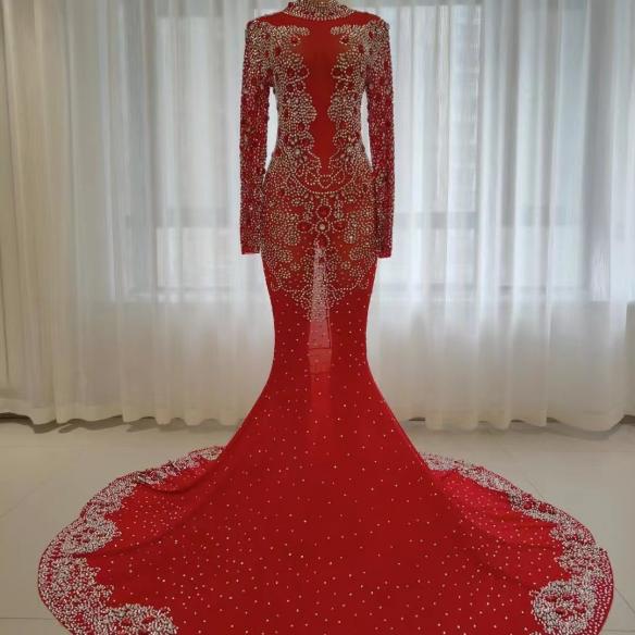 Various colors customized rhinestone dress