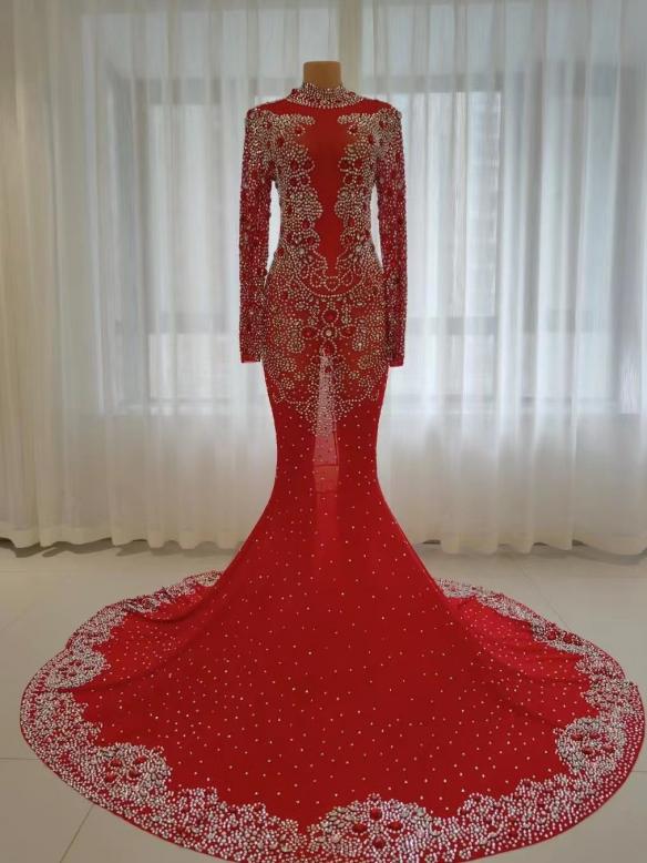 Various colors customized rhinestone dress