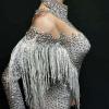 Silver Rhinestone Fringed Bodysuit