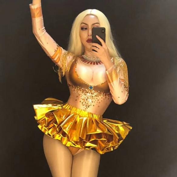 Gold Nude Rhinestones Dress