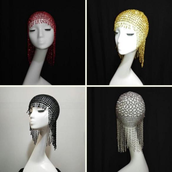 Black String of Bead Headwear