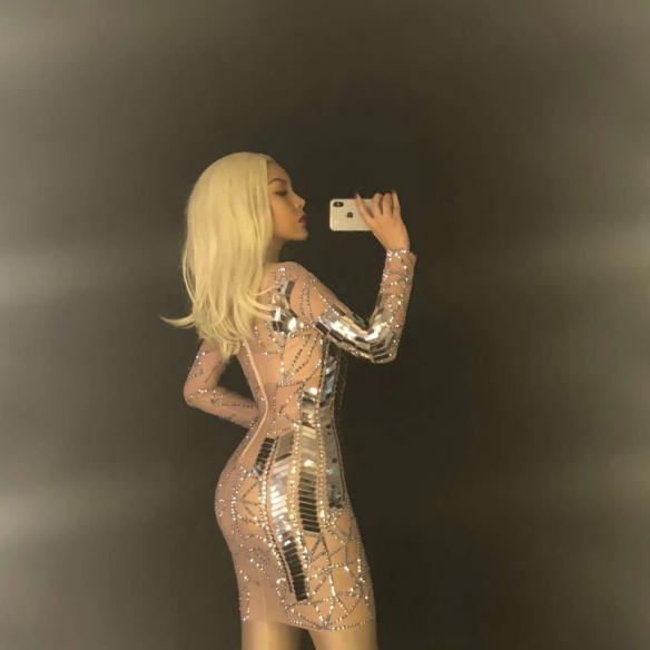 Mirror-like Silver Transparent Dress