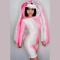 Half White and Half Pink Rabbit Hooded Bodysuit