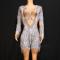 Silver Fringe Nude Rompers