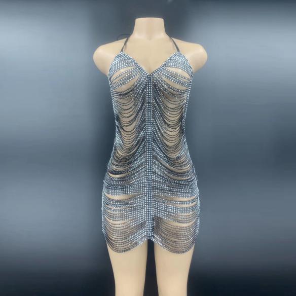 Black and Siver Tassel Dress