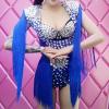 Blue Tassel Silver Rhinestone Leotard