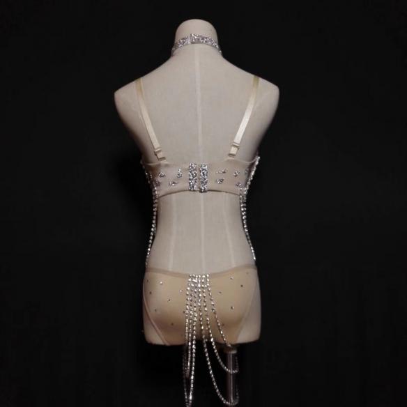 Silver Flashing String of Beads Bikini