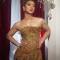 Golden Feather Pattern & Rhinestone Dress