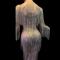 Golden Fringe Sequin Nude Maxi Dress
