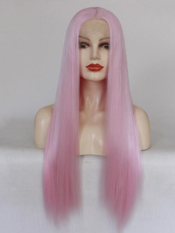 Long Pink Lace Front Drag Wig