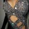 Sparkly Rhinestone High Split Dress