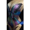 Butterfly Nude Rhinestones Rave Bodysuit