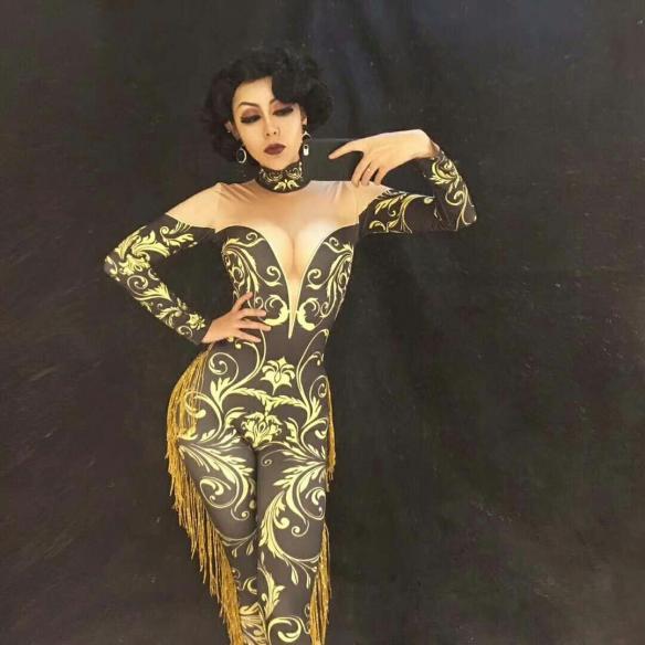Black & Gold Drag Bodysuit