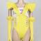 Yellow Bandage Long Gloves Leotard Bodysuit