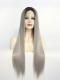 Long Straight Grey With Dark Root Drag Wig