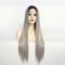 Long Straight Grey With Dark Root Drag Wig