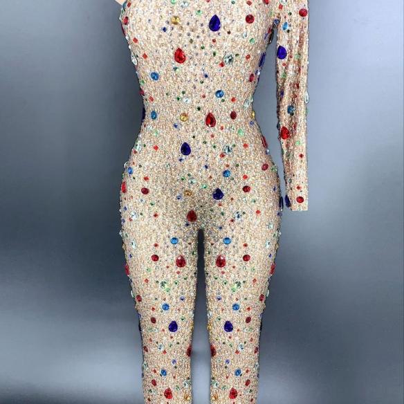 2 Colors Rhinestone Bodysuits 