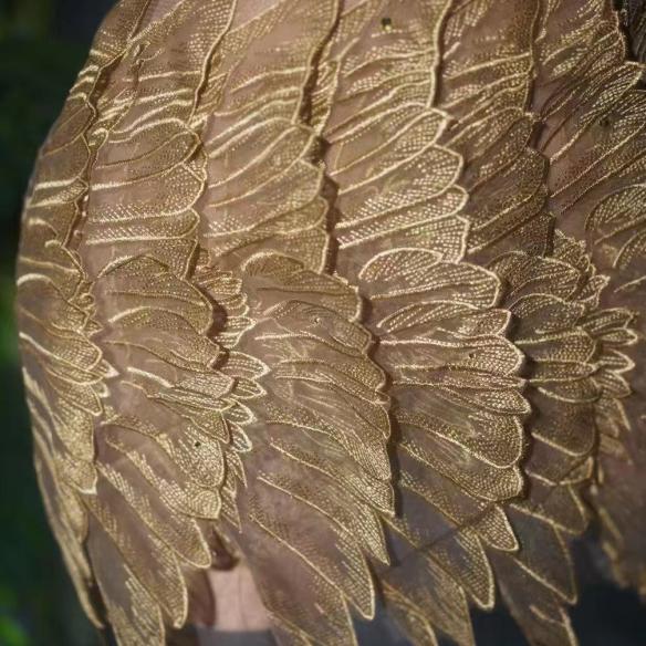 Golden Feather Pattern & Rhinestone Dress