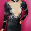 Black Rhinestone Tail Dress