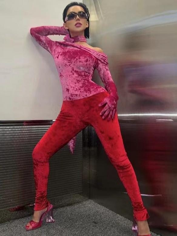 Pink Velvet Bodysuit