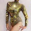 Golden Sequin Crystallized Rave Leotard
