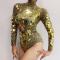 Golden Sequin Crystallized Rave Leotard