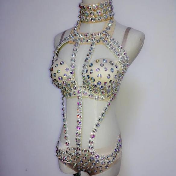 Black/ White Glass Rhinestone Bikini Outfit