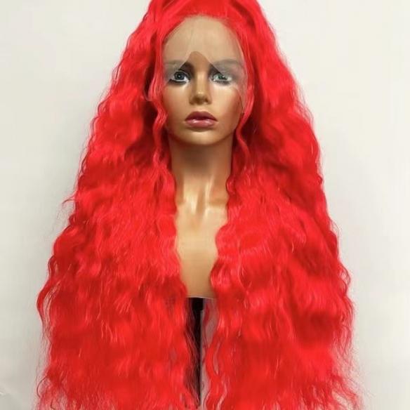 Red Curly Synthetic Drag Wig