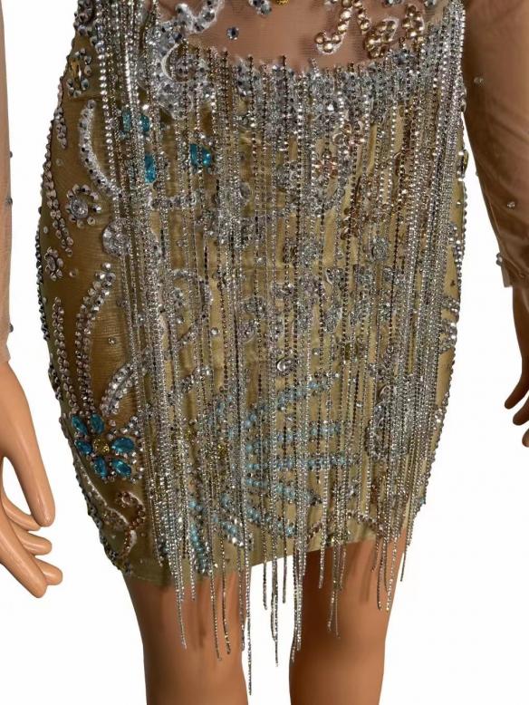 Rhinestone bead chain dress
