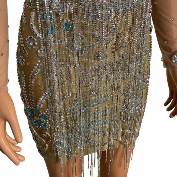Rhinestone bead chain dress