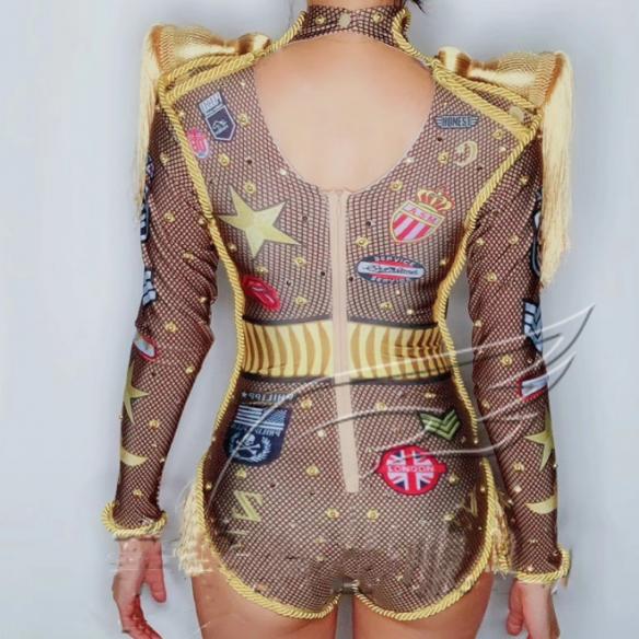 Black See Through Fringe Leotard