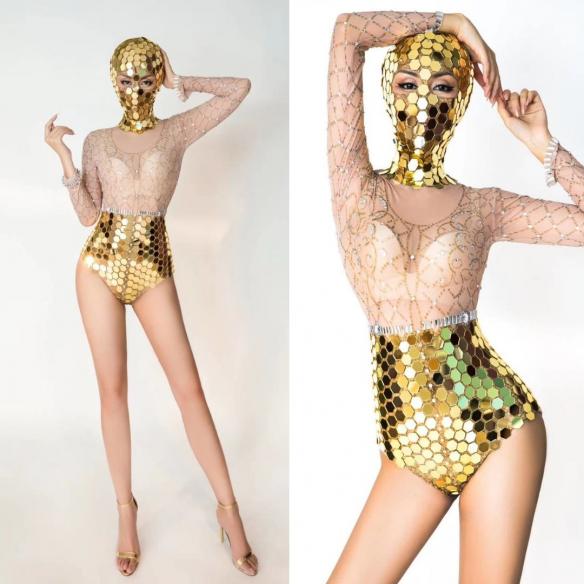 Various Colors Sequin Grid Leotard Outfit