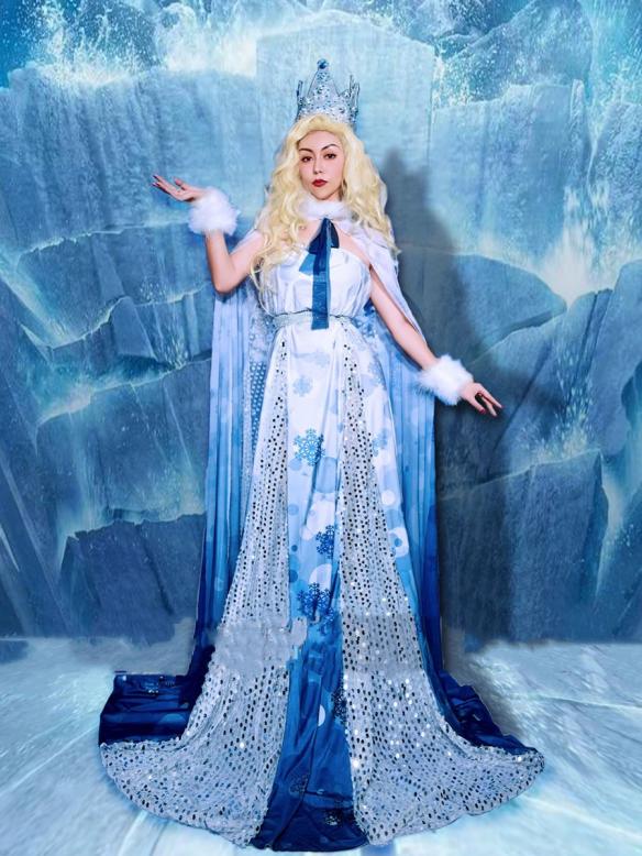 Elsa Style Stage Drag Dress(includes cloak)