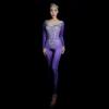 Purple Rhinestone Bodysuit