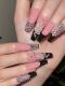 24 Pieces pink rhinestone drag nail