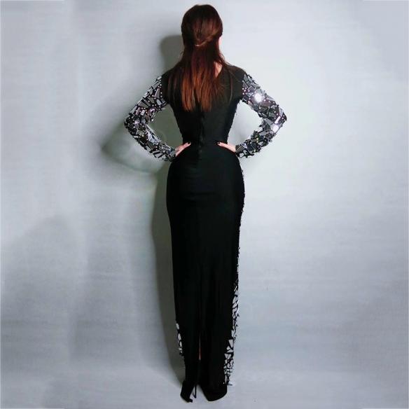 Mirror- like Silver Sequin Dress