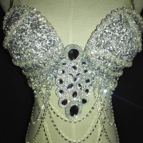 Silver Flashing String of Beads Bikini