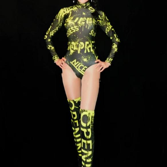 Black Bodysuit With Foot Cover