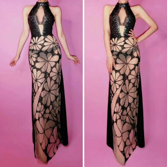 Black Transparent Petal Dress