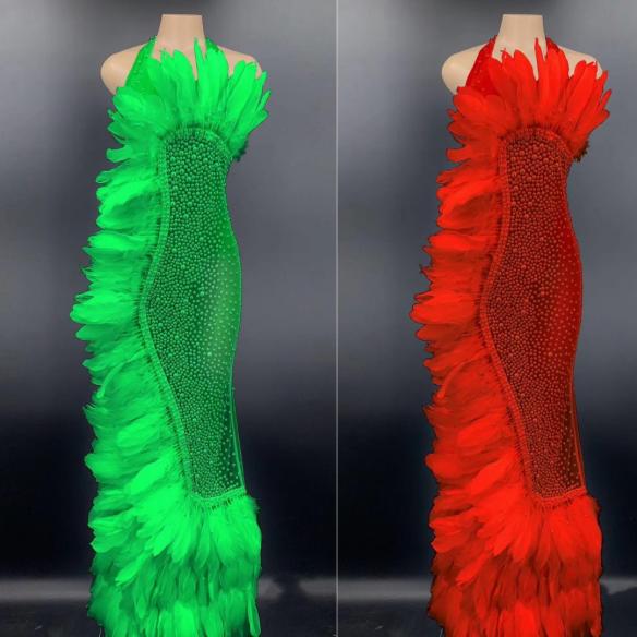 8 Colors Feather Bead Dress