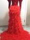 Custom red feahther gowns