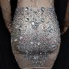 Skincolor Rhinestone Grid Dress
