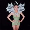 Green Rhinestone Stripe Leotard