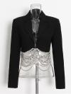 Black Rhinestone Chain Suit
