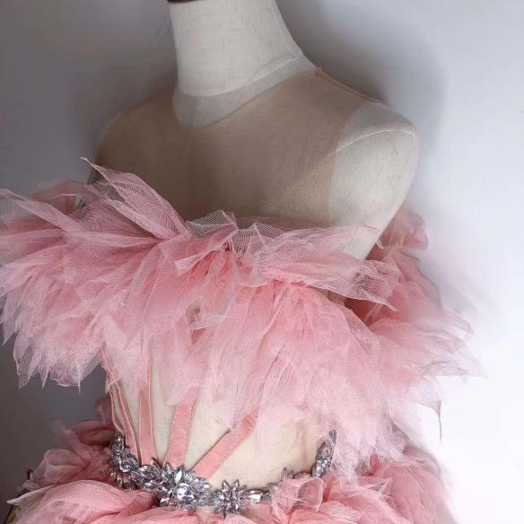 Pink mesh short dress