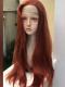 Reddish brown long straight synthetic wig
