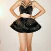 Black Rhinestone Skirt Outfit